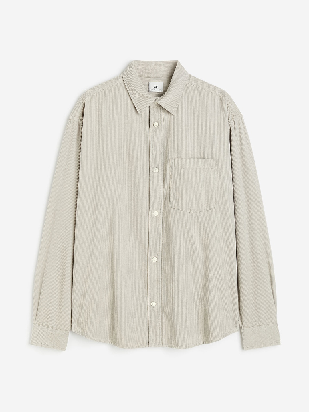 

H&M Relaxed Fit Corduroy Pure Cotton Shirt, Beige