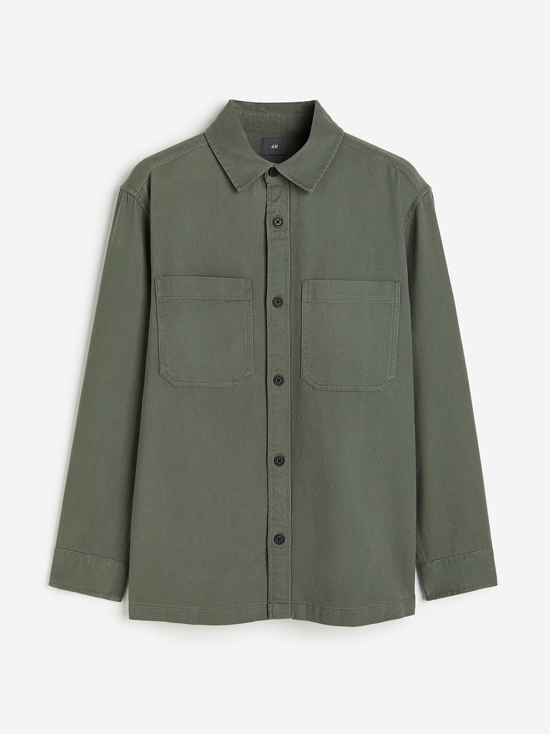 

H&M Regular Fit Pure Cotton Overshirt, Green