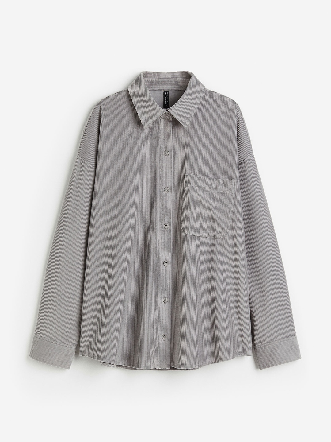 

H&M Oversized Corduroy Cotton Overshirt, Grey
