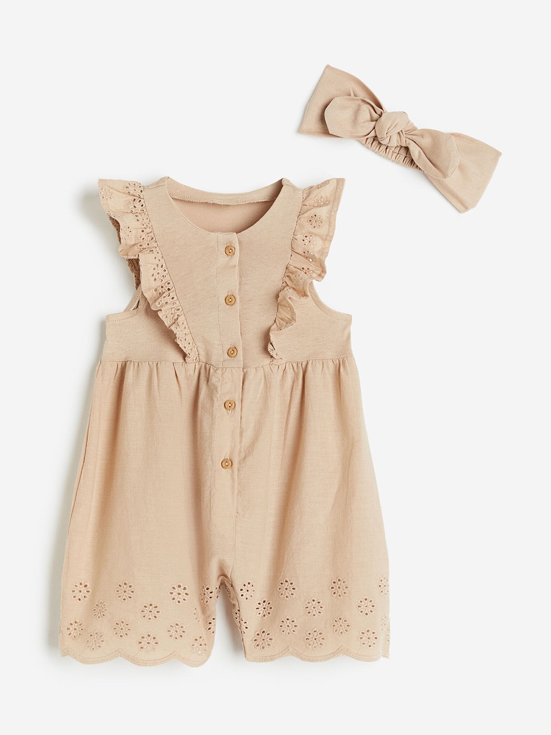 

H&M Girls 2-Piece Soft Cotton Set, Beige