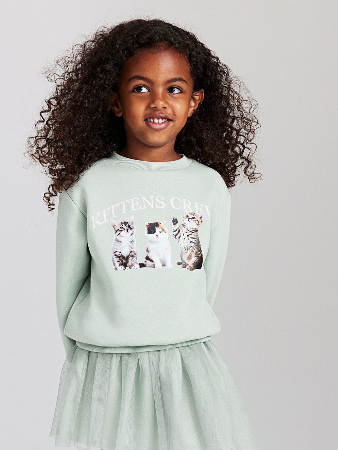 

H&M Girls Printed Sweatshirt, Sea green