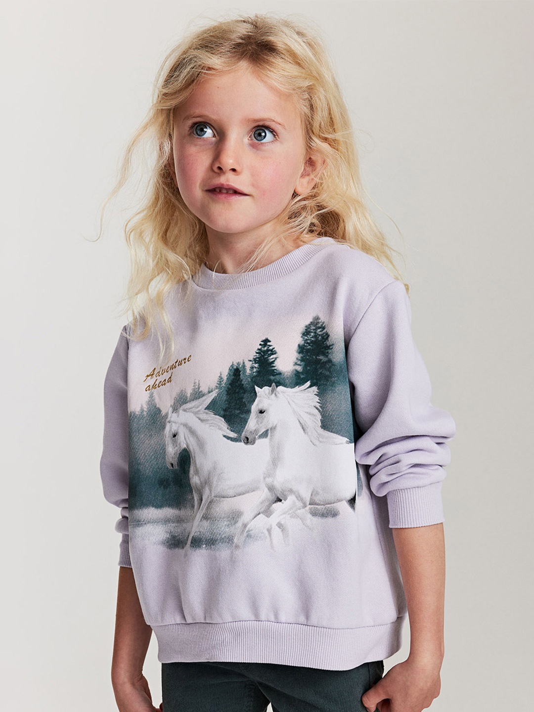 

H&M Girls Printed Sweatshirt, Lavender