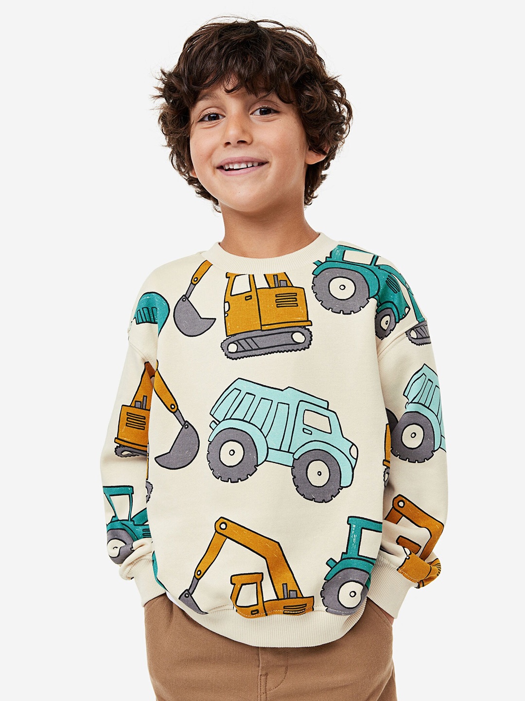 H&M Boys Oversized Sweatshirt, Beige