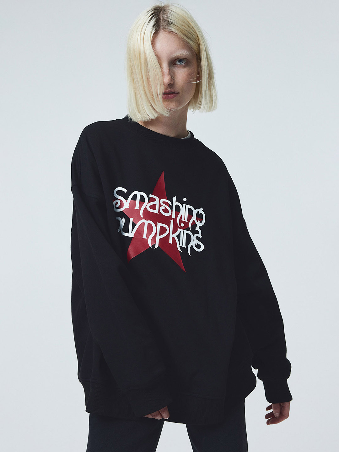 

H&M Oversized Printed Sweatshirt, Black