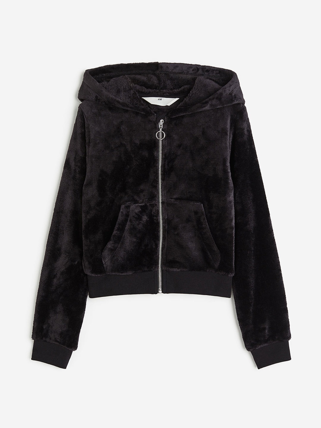 

H&M Girls Pile Zip-Through Hoodie, Black