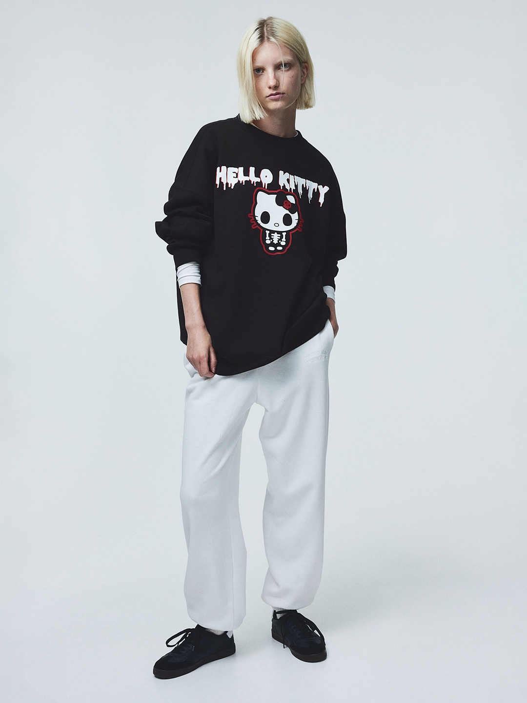 

H&M Oversized Print-Motif Sweatshirt, Black