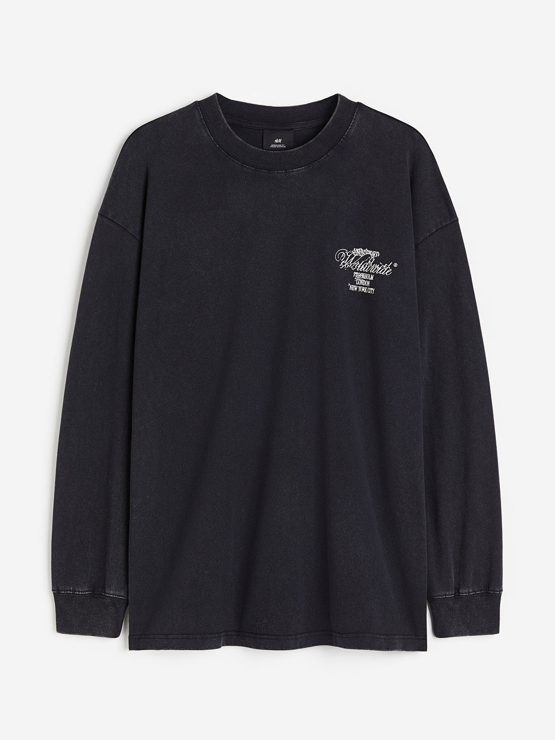 

H&M Men Oversized Fit Printed Jersey Top, Black