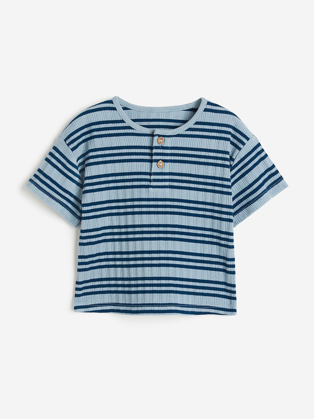 

H&M Infant Boys Cotton Ribbed Henley Top, Blue