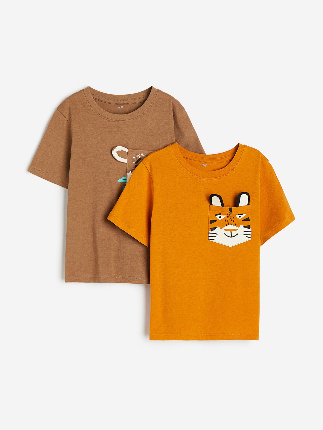 

H&M Boys Cotton 2-Pack Interactive Detail T-Shirts, Yellow