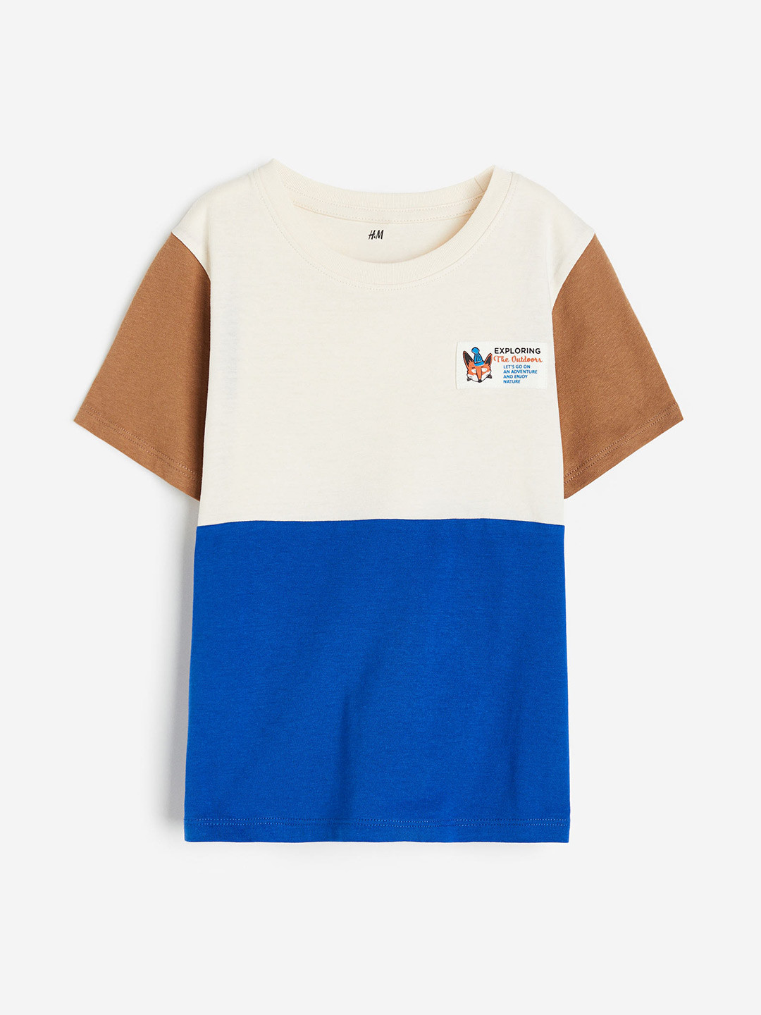 

H&M Boys Cotton Block-Coloured T-Shirt, Off white