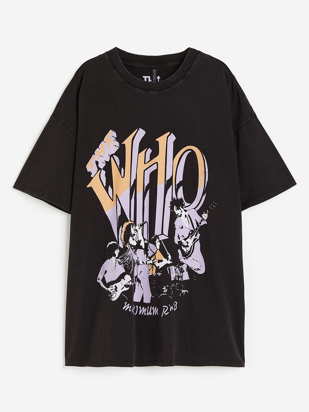 

H&M Women Oversized Printed T-Shirt, Black