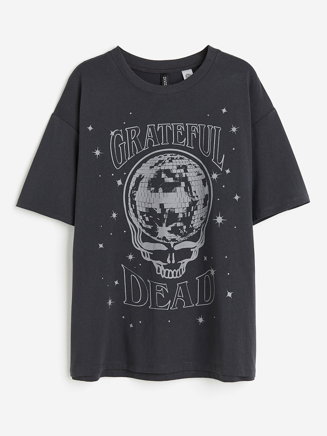 

H&M Women Oversized Printed T-Shirt, Black