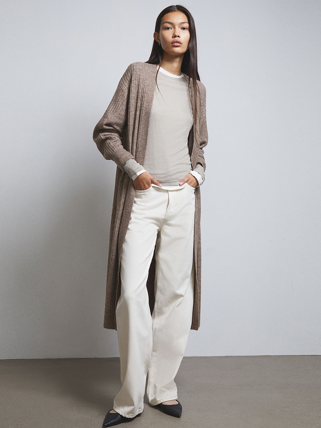 

H&M Long Cardigan, Beige