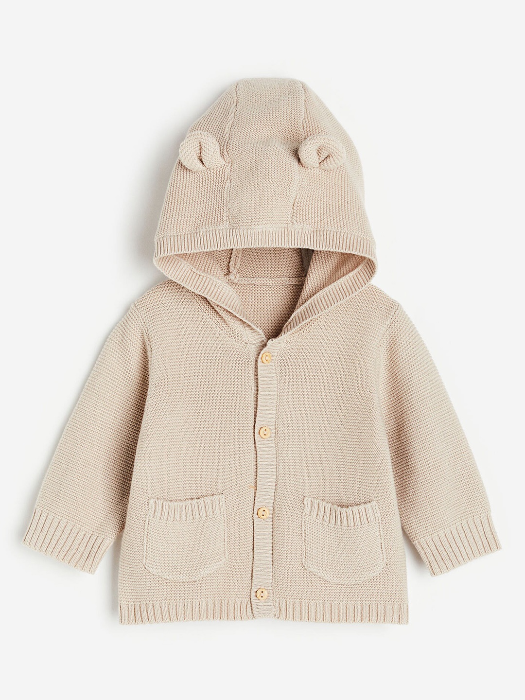 

H&M Boys Pure Cotton Hooded Cardigan, Beige