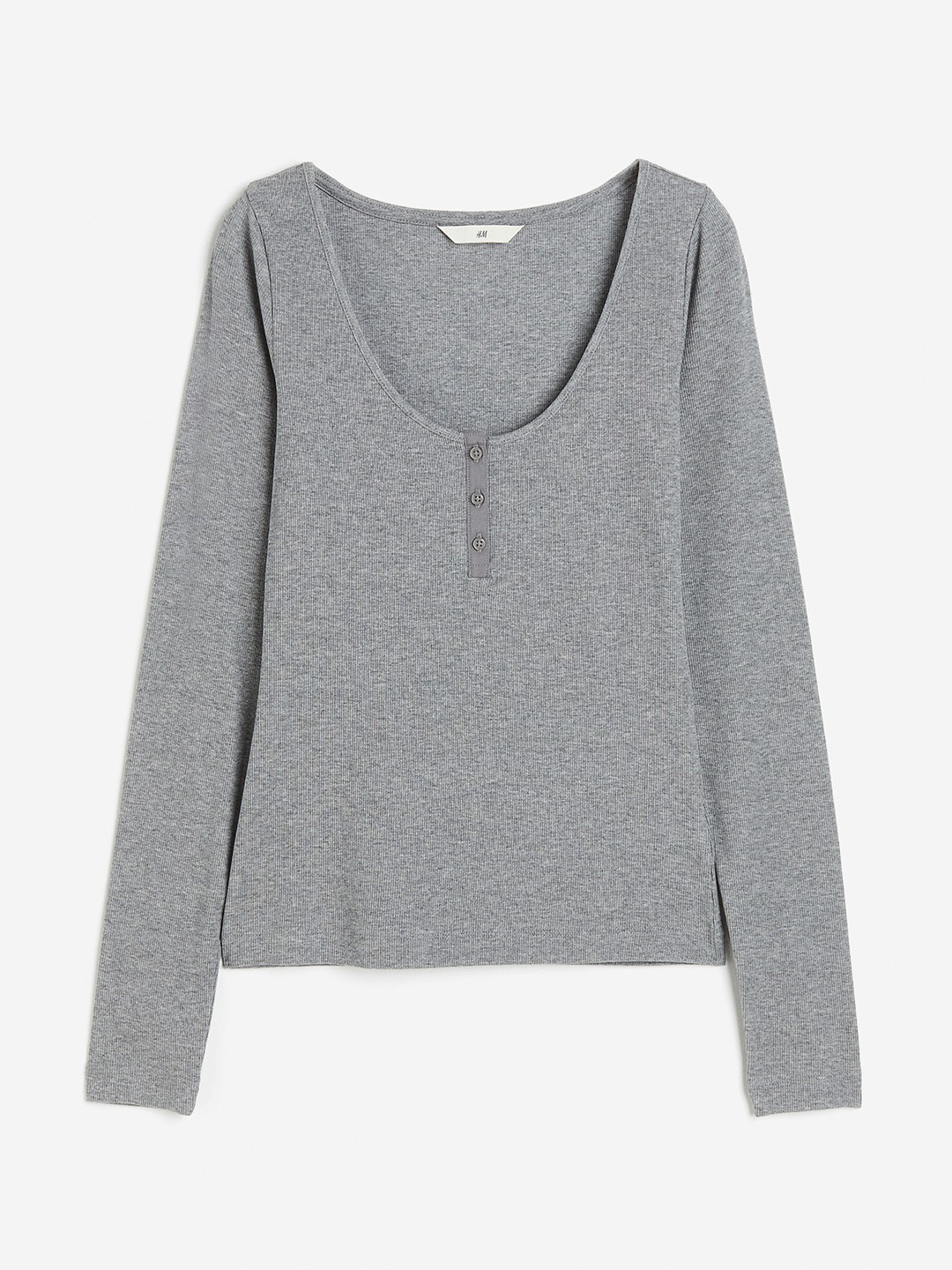 

H&M Women Henley Top, Grey
