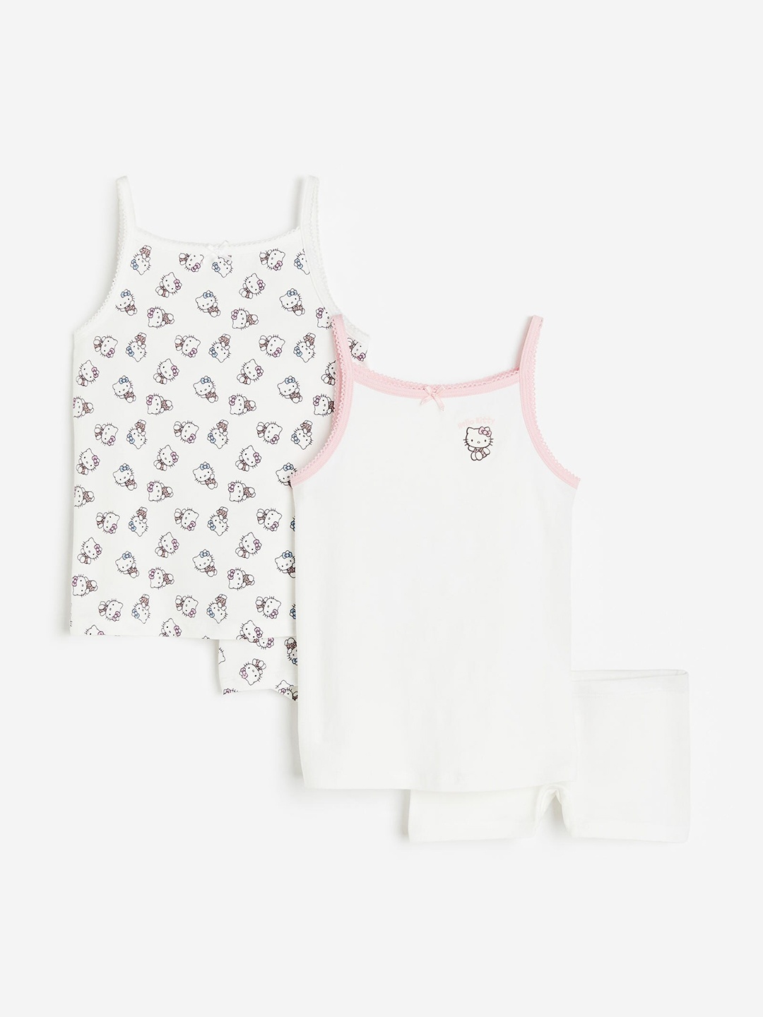 

H&M Girls Pure Cotton 4-Piece Printed Jersey Set, White