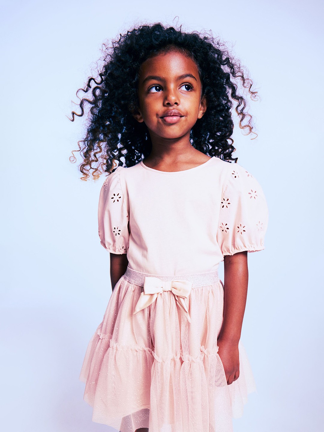 

H&M Girls Puff-Sleeved Cotton Top, Pink