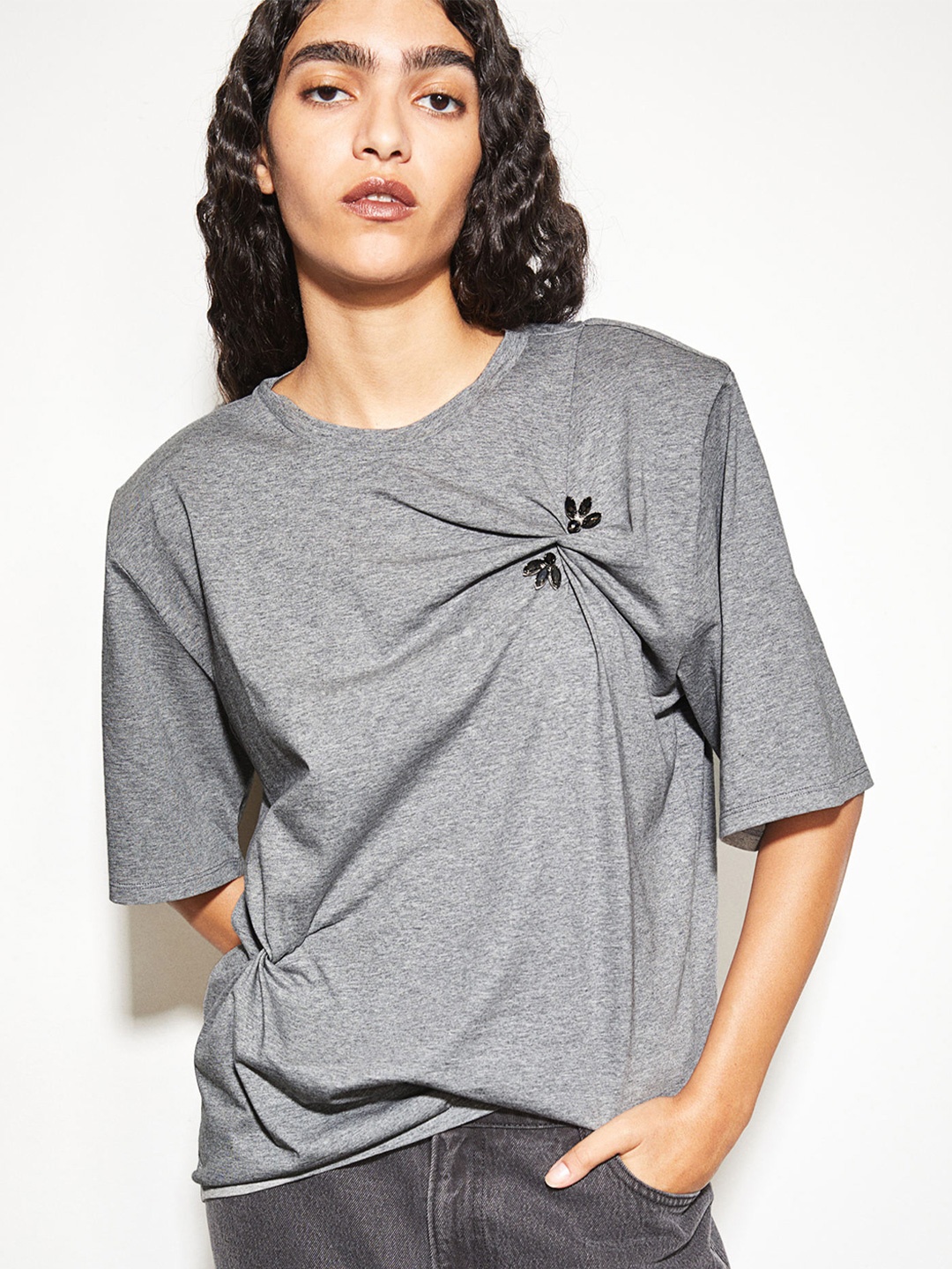 

H&M Twist-Detail Top, Grey