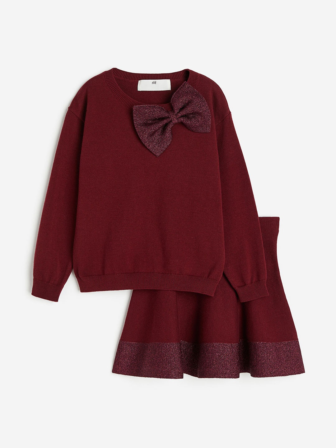 

H&M Infant Girls 2-Piece Fine-Knit Cotton Set, Red