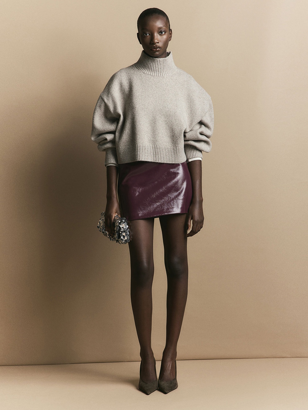

H&M Oversized Turtleneck Jumper, Beige