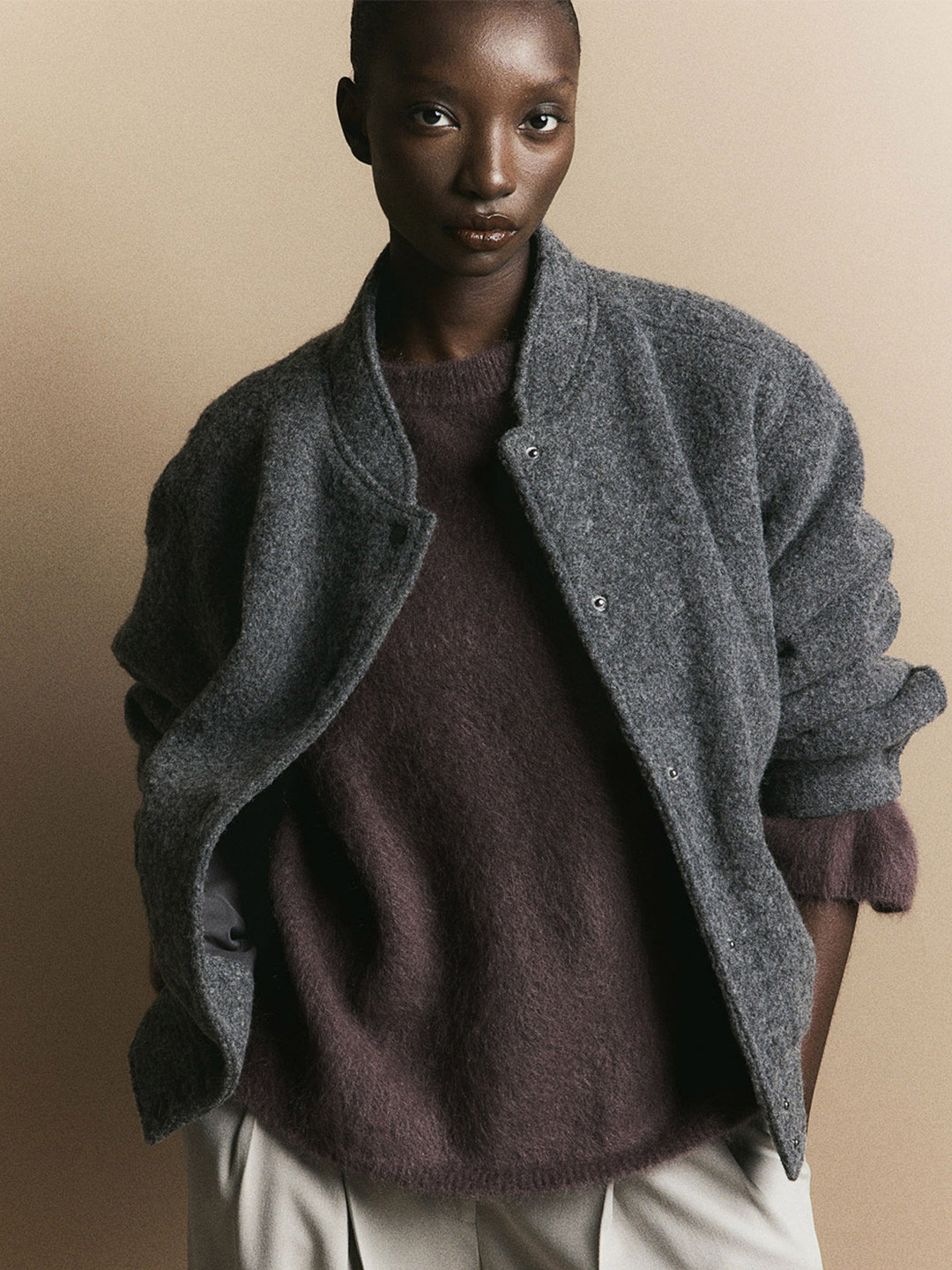 

H&M Oversized Mohair-Blend Jumper, Brown