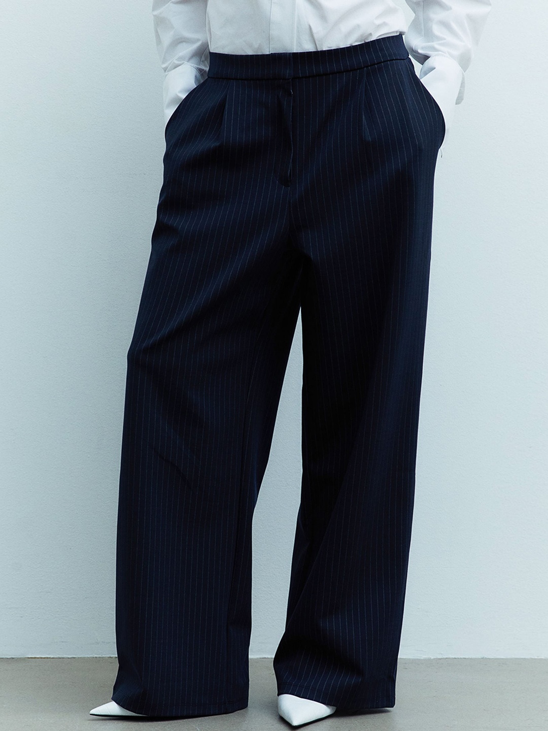 

H&M Women Wide Jersey Trousers, Blue