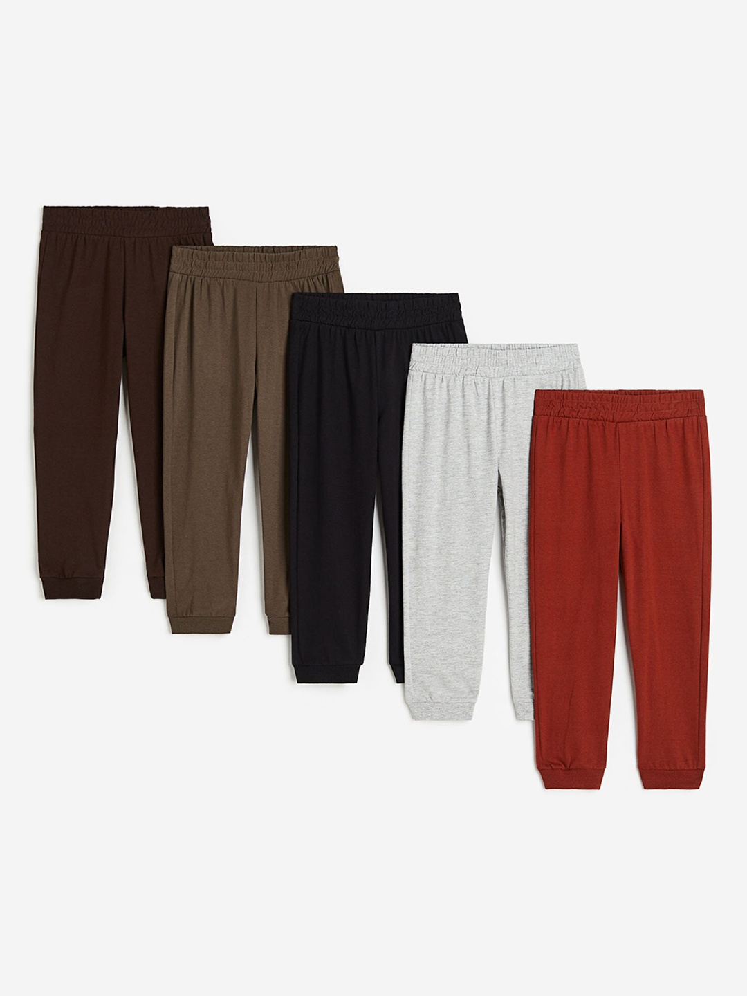 

H&M Boys 5-Pack Cotton Jersey Joggers, Black