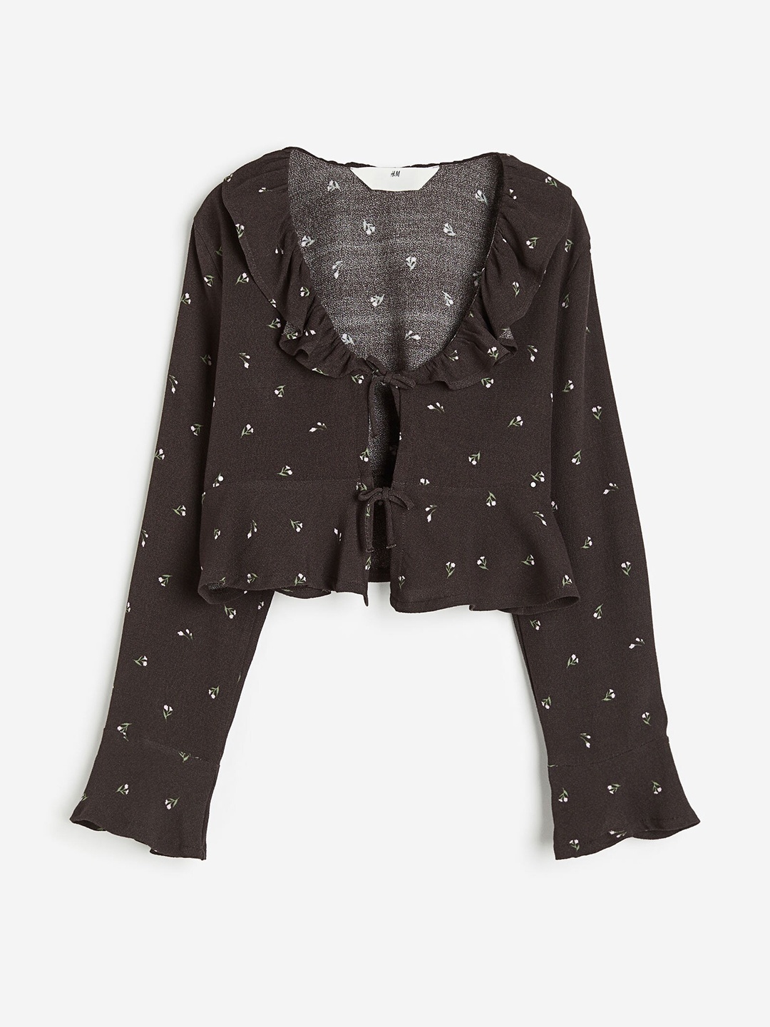 

H&M Girls Tie-Front Blouse, Brown