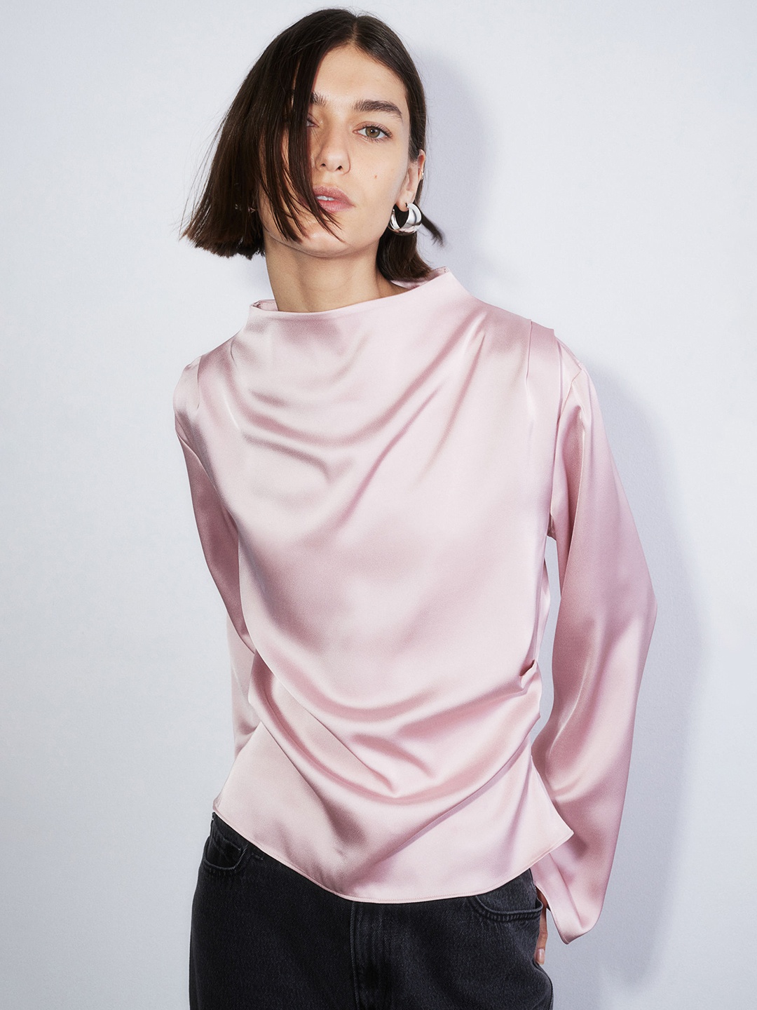 

H&M Satin Blouse, Pink