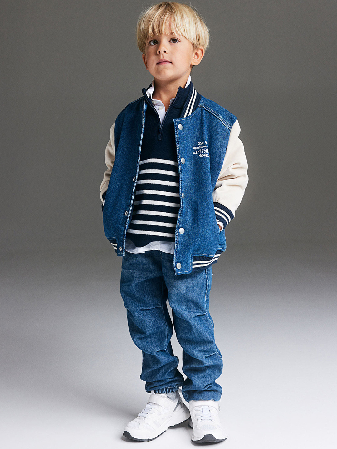 

H&M Boys Denim Parachute Joggers, Blue
