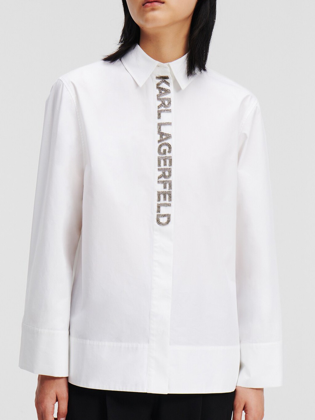 

Karl Lagerfeld Slim Fit Embellished Pure Cotton Casual Shirt, White