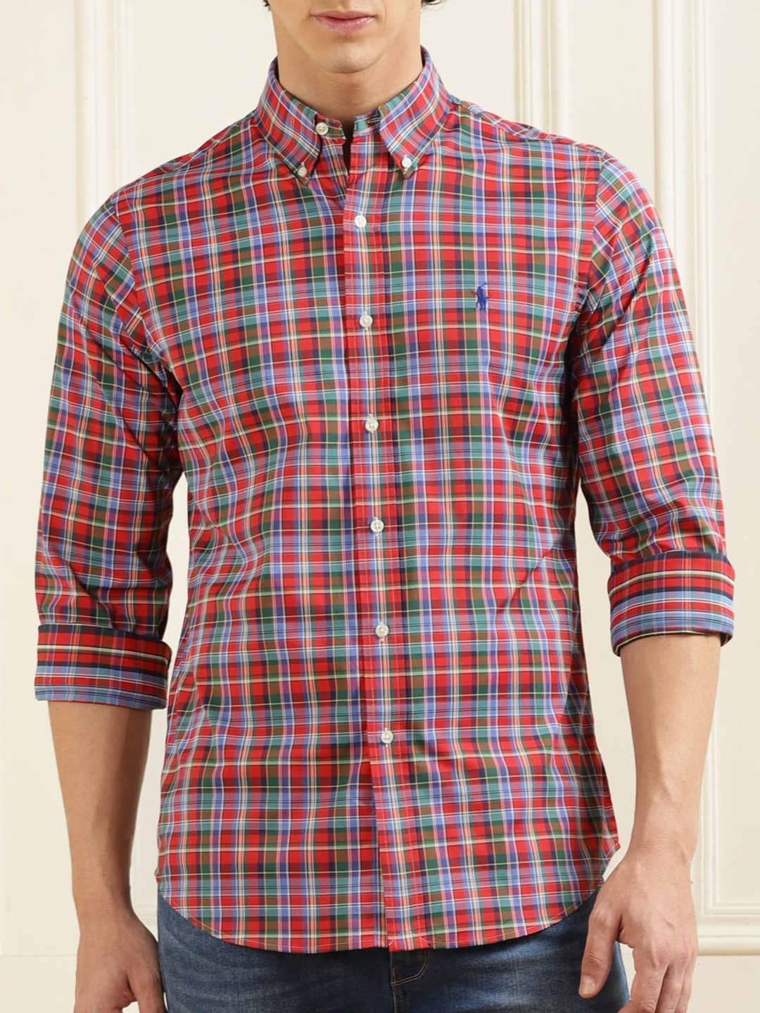 

Polo Ralph Lauren Tartan Checks Button-Down Collar Cotton Casual Shirt, Red