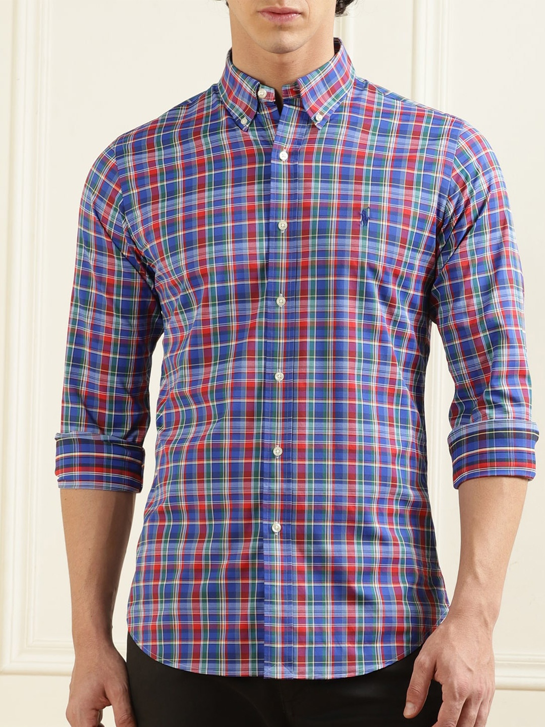 

Polo Ralph Lauren Tartan Checks Button-Down Collar Cotton Casual Shirt, Blue