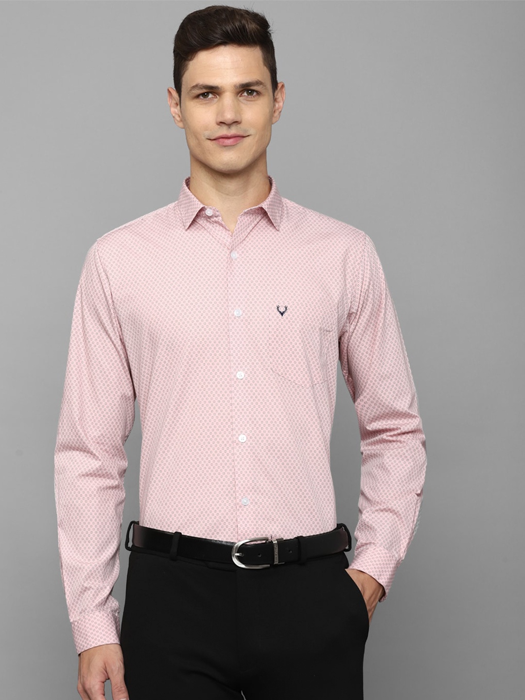 

Allen Solly Slim Fit Micro Ditsy Printed Spread Collar Long Sleeve Cotton Formal Shirt, Pink