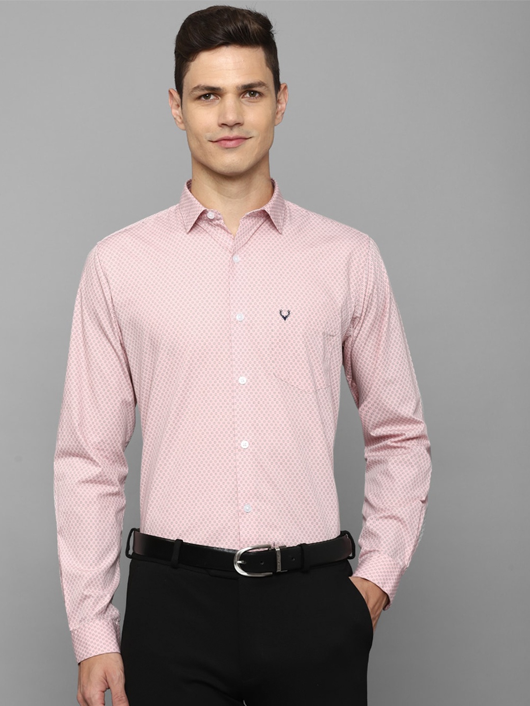 

Allen Solly Slim Fit Micro Ditsy Printed Spread Collar Long Sleeve Cotton Formal Shirt, Pink