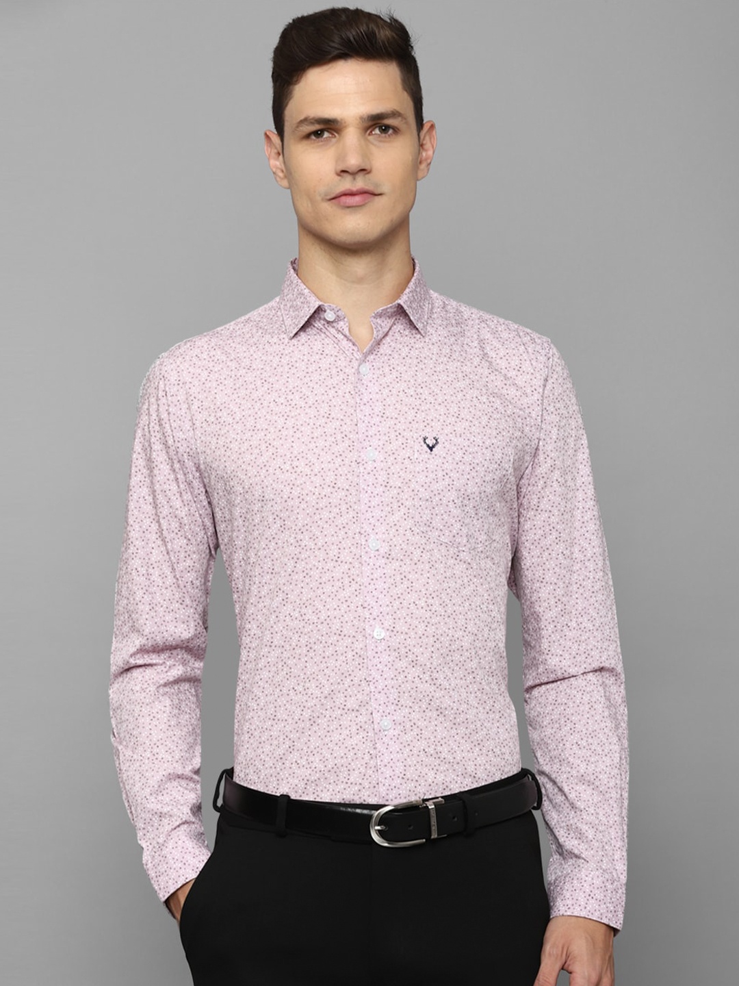 

Allen Solly Geometric Printed Spread Collar Cotton Formal Shirt, Pink