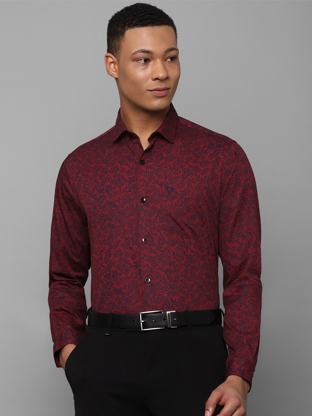 

Allen Solly Floral Printed Spread Collar Cotton Formal Shirt, Maroon
