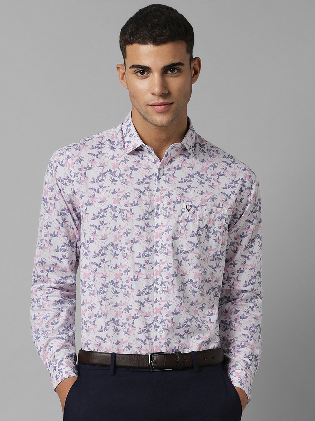 

Allen Solly Floral Printed Spread Collar Cotton Formal Shirt, White