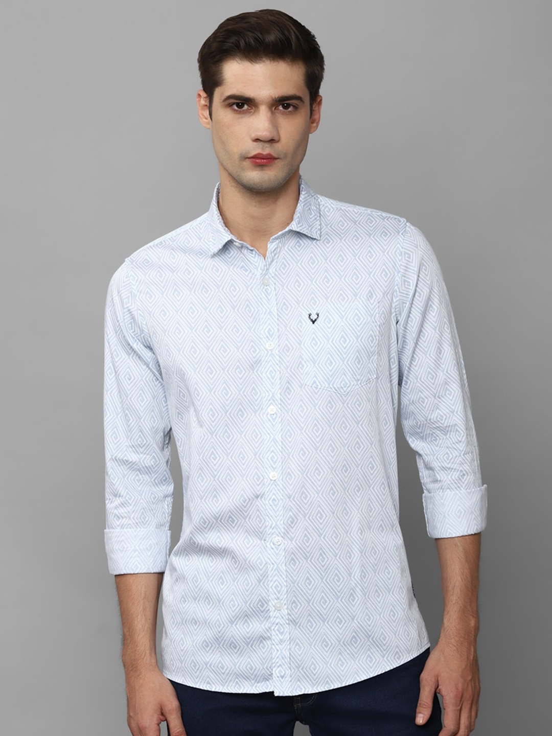 

Allen Solly Abstract Printed Spread Collar Cotton Casual Shirt, Blue