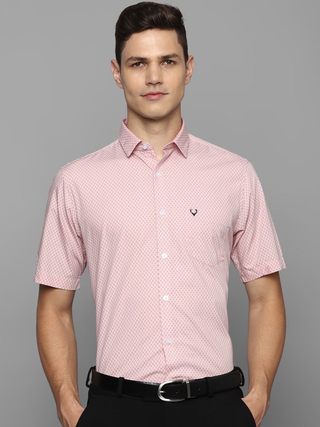 

Allen Solly Slim Fit Micro Ditsy Printed Spread Collar Cotton Formal Shirt, Pink