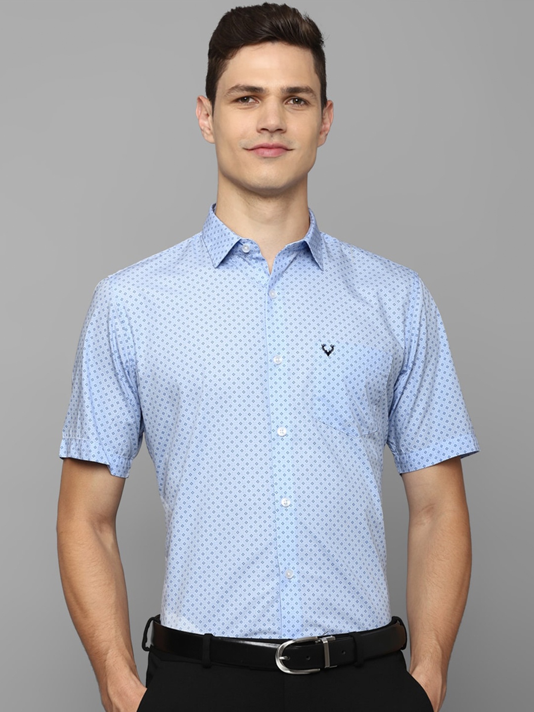 

Allen Solly Slim Fit Micro Ditsy Printed Spread Collar Cotton Formal Shirt, Blue