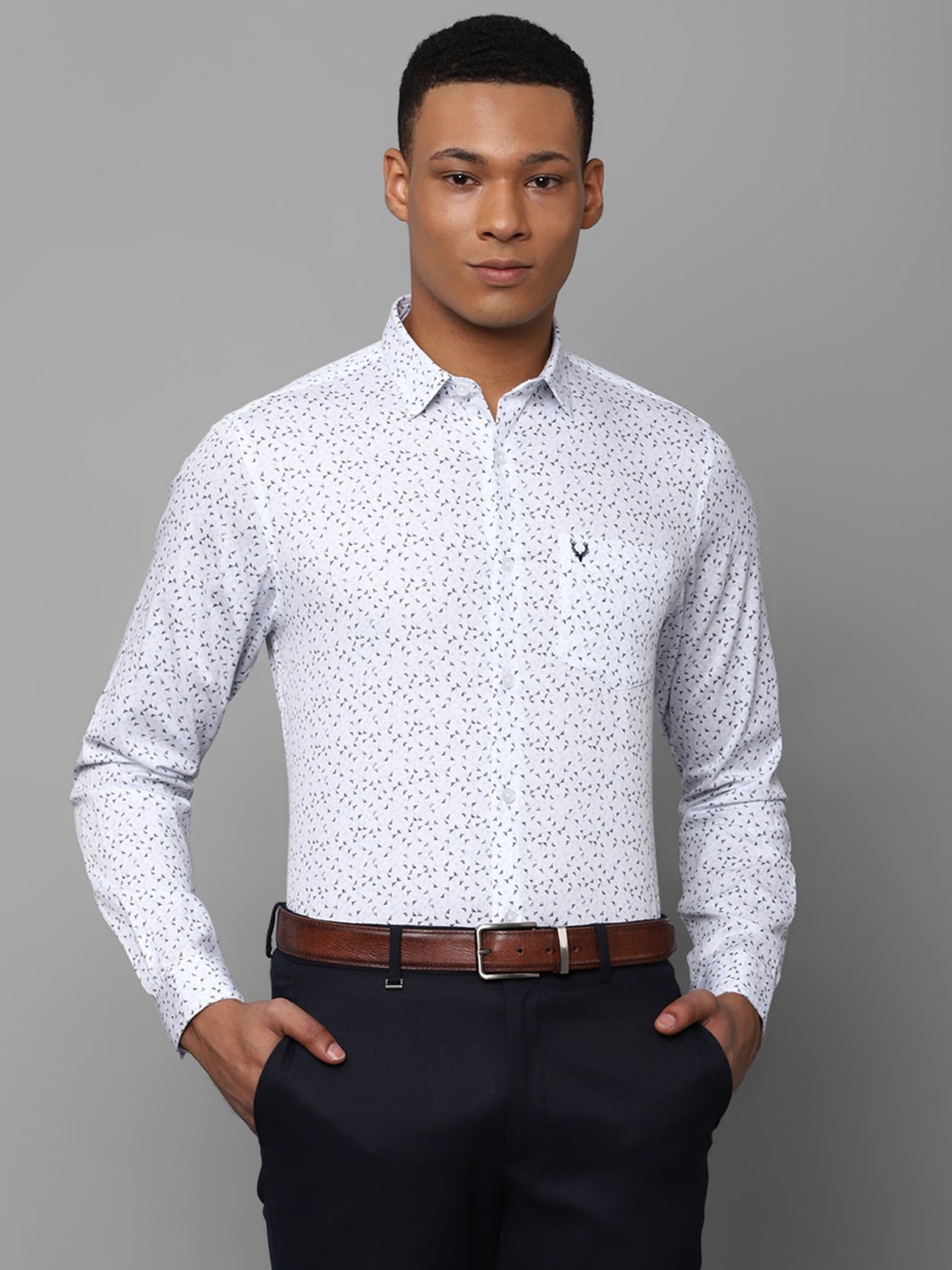 

Allen Solly Slim Fit Micro Ditsy Printed Spread Collar Cotton Formal Shirt, White