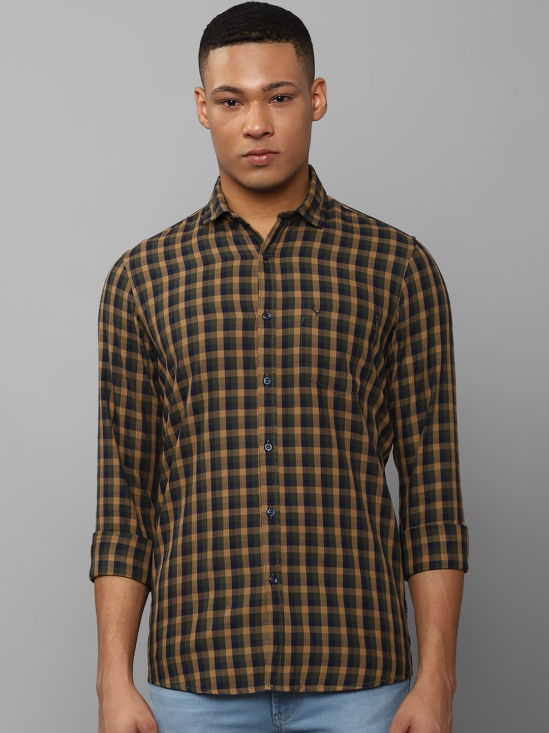 

Allen Solly Tartan Checks Spread Collar Cotton Casual Shirt, Green