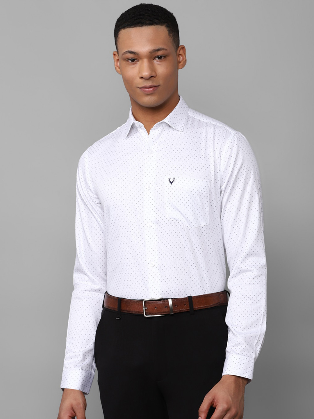 

Allen Solly Slim Fit Micro Ditsy Printed Pure Cotton Formal Shirt, White