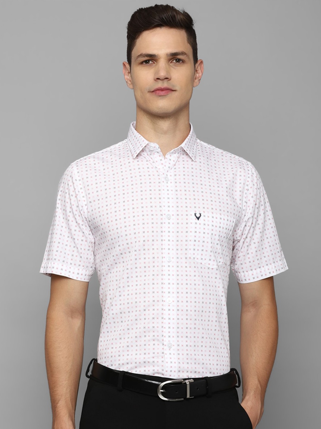 

Allen Solly Slim Fit Grid Tattersall Checked Pure Cotton Formal Shirt, White