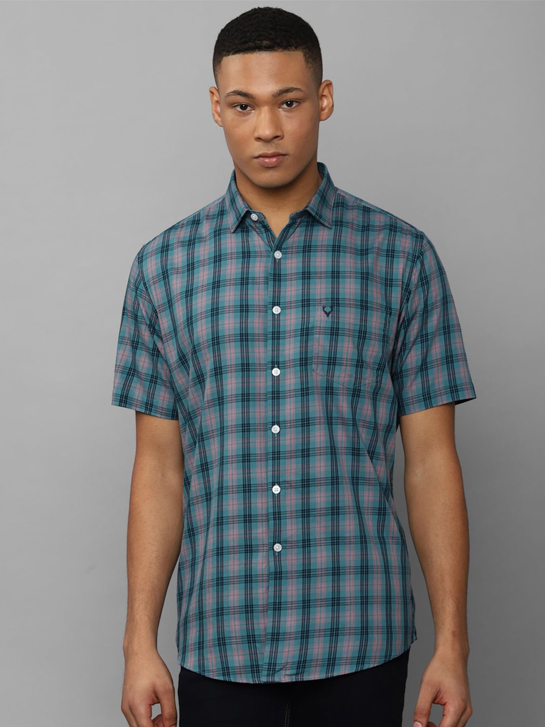 

Allen Solly Slim Fit Checked Pure Cotton Casual Shirt, Blue
