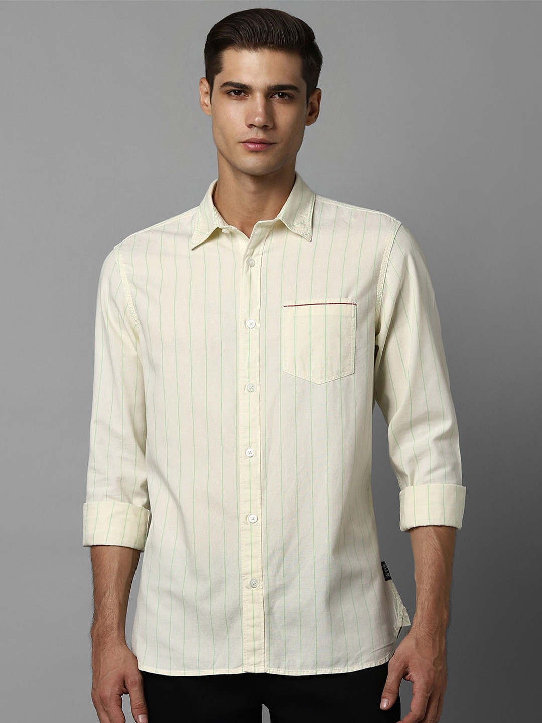

Allen Solly Vertical Stripes Pure Cotton Casual Shirt, Cream