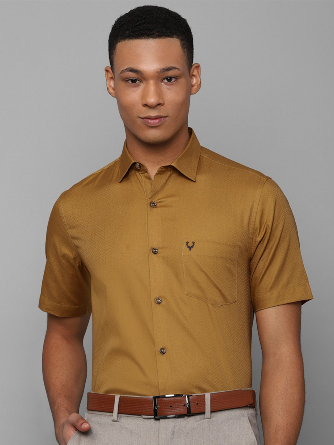 

Allen Solly Slim Fit Geometric Printed Pure Cotton Formal Shirt, Brown
