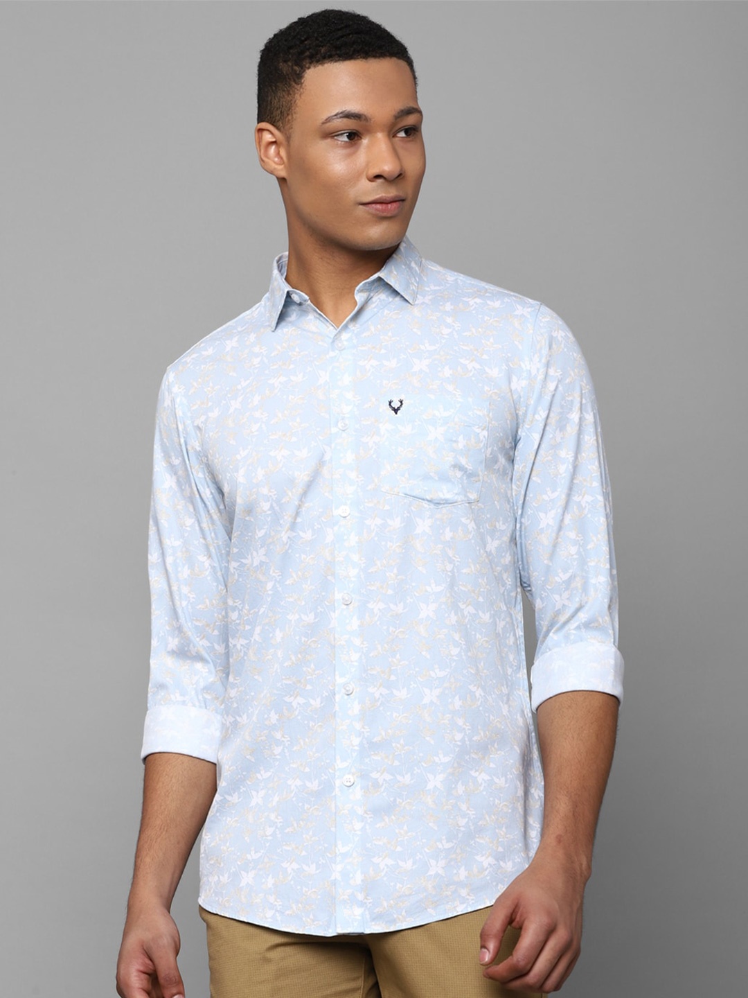 

Allen Solly Slim Fit Floral Printed Pure Cotton Casual Shirt, Blue