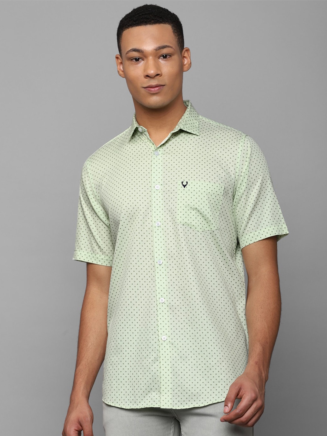 

Allen Solly Slim Fit Micro Ditsy Printed Pure Cotton Casual Shirt, Green